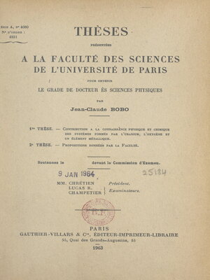 cover image of Contribution à la connaissance physique et chimique des systèmes formés par l'uranium, l'oxygène et un élément métallique